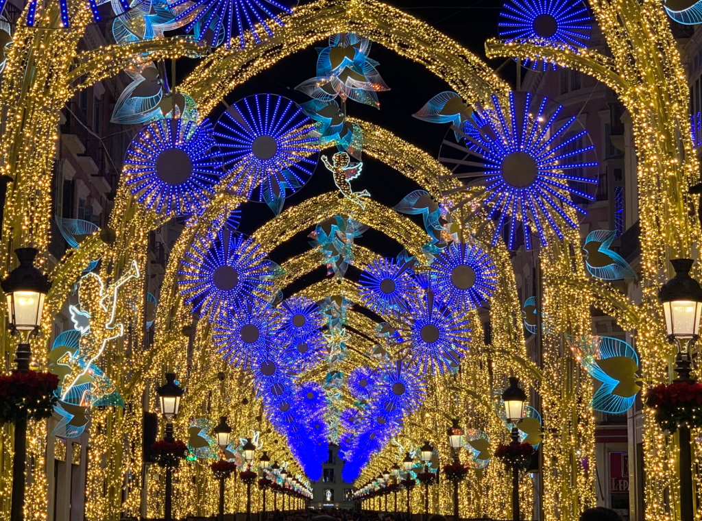 The image captures the festive decorations adorning the Sotogrande area during Christmas time, creating a merry and enchanting atmosphere for residents and visitors alike in Sotogrande Real Estate.