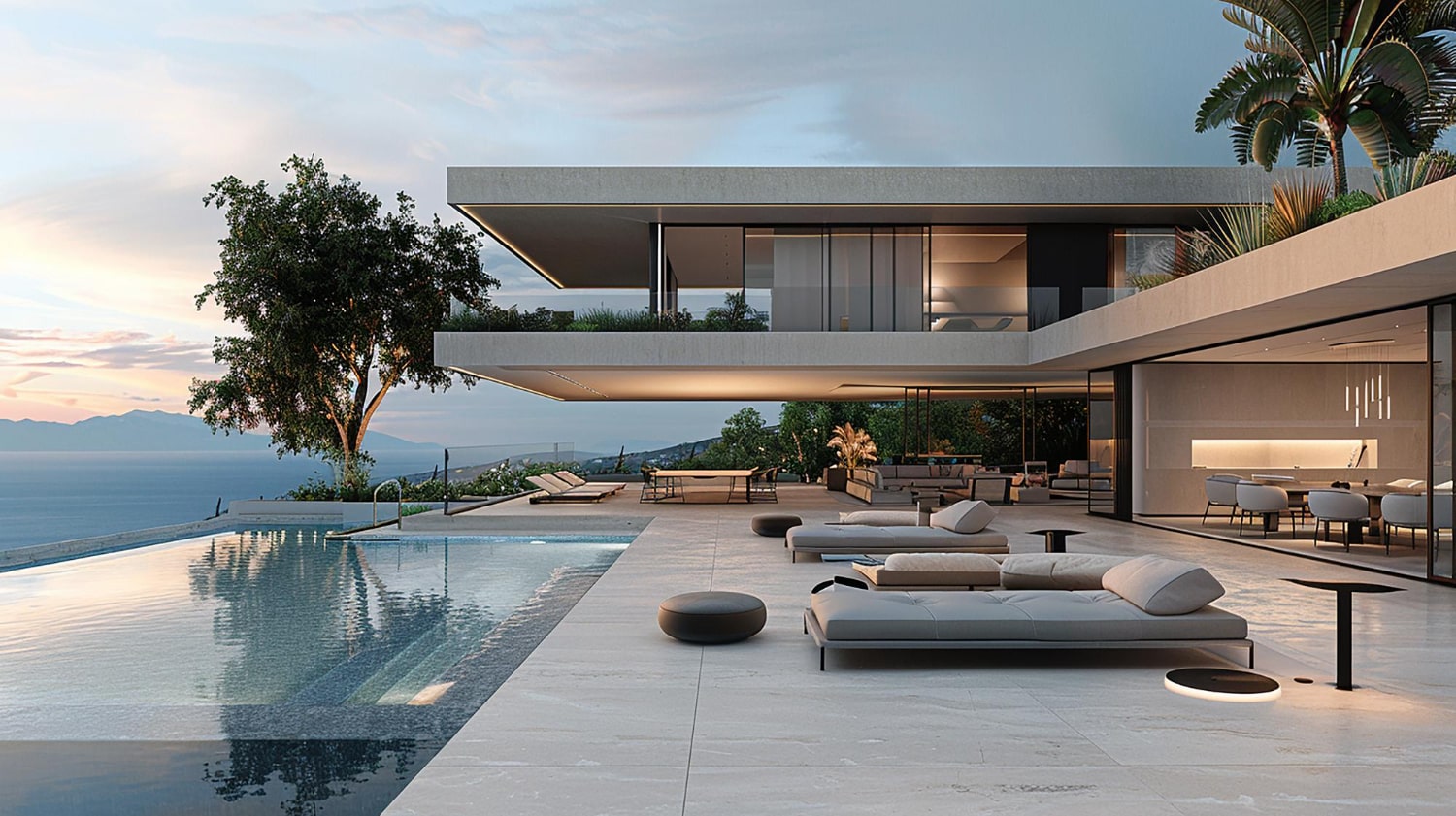 Luxury modern villas in Sotogrande featuring contemporary architecture, infinity pool, and panoramic sea views.