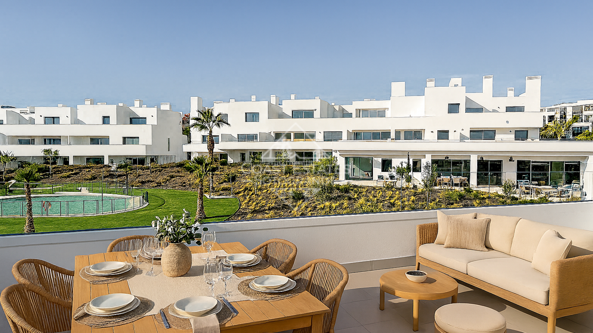 Moderno apartamento de 2 dormitorios situado en la prestigiosa urbanización Aquagardens, en la Nueva Milla de Oro