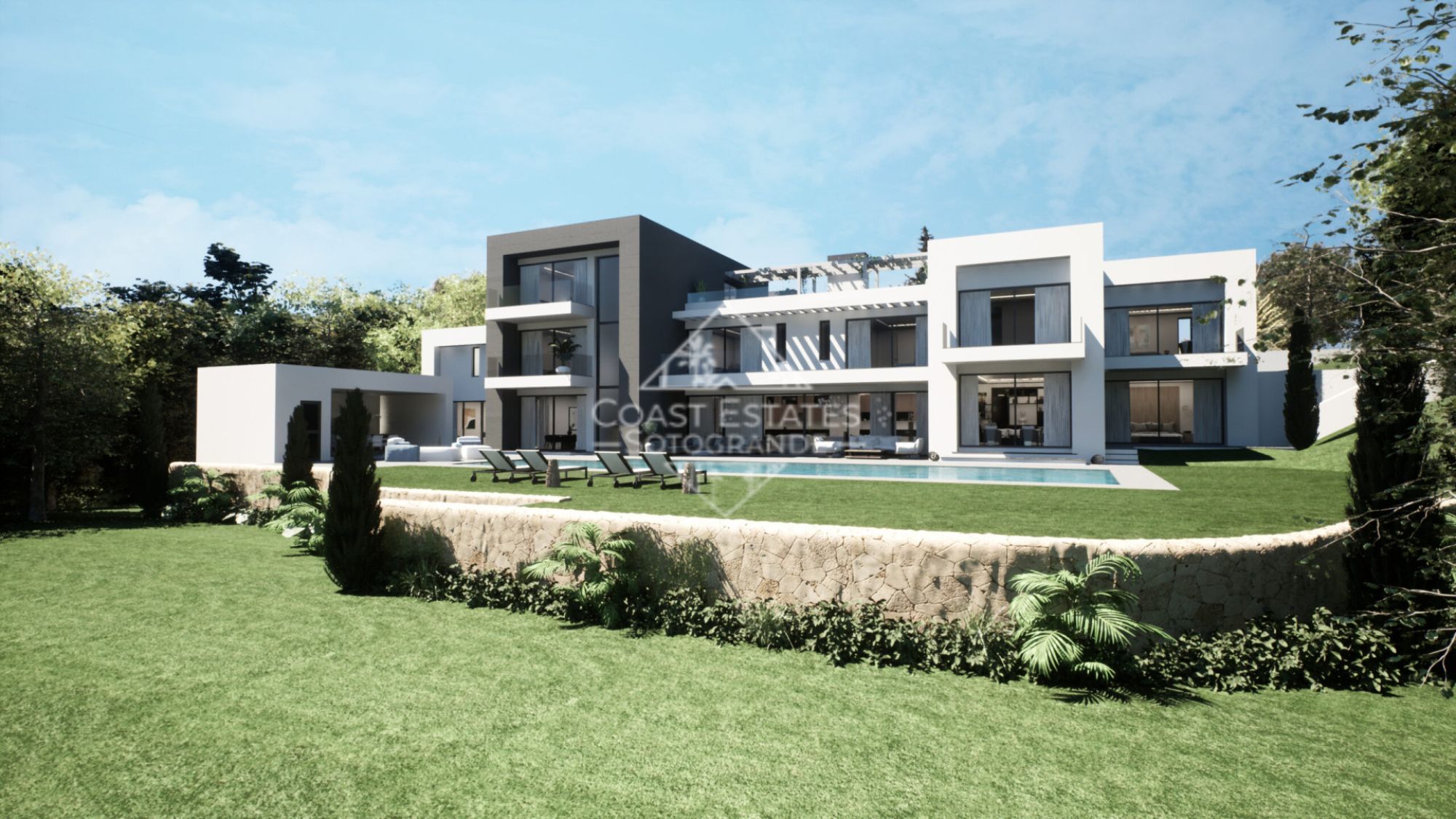 Spectacular Contemporary Villa in Sotogrande Alto with 7 Suites, Rooftop Sky Lounge and Exclusive Outdoor Living Areas