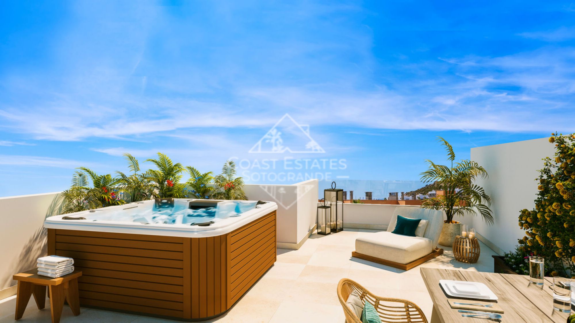 Adosados ​​de 3 dormitorios con espectaculares vistas al mar en Bahia de Las Rocas Manilva en venta